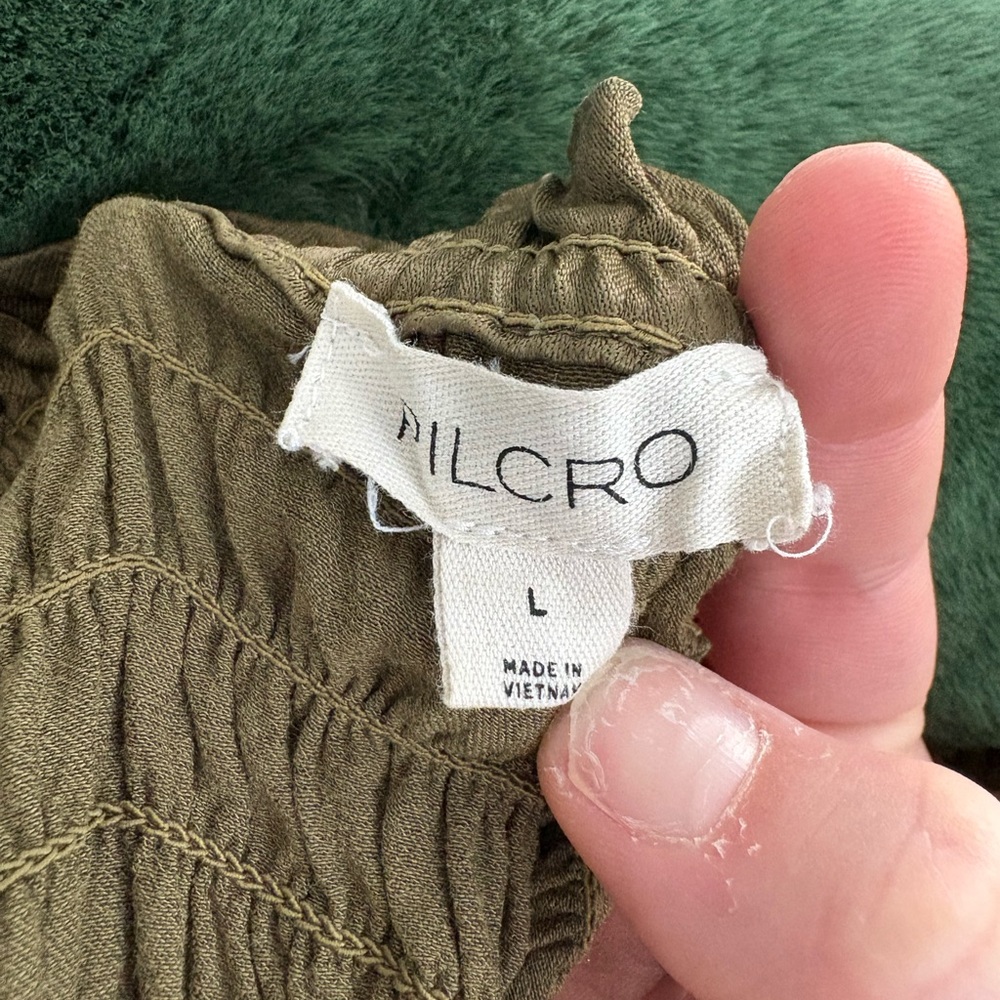 Pilcro Olive Green Smocked Bodice Wide-Leg Jumpsuit - Picture 5 of 5